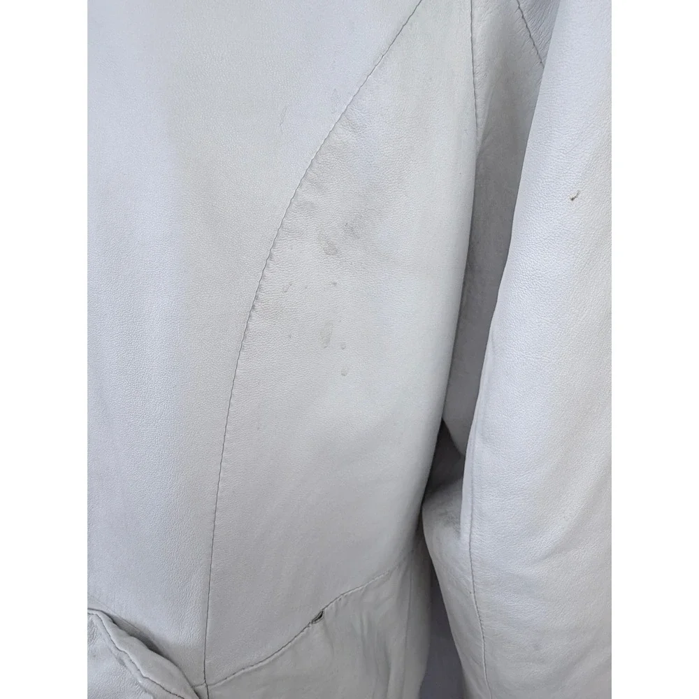 Terry Lewis Classic Luxuries White Genuine Leather Long Coat Size 1X - Picture 11 of 13